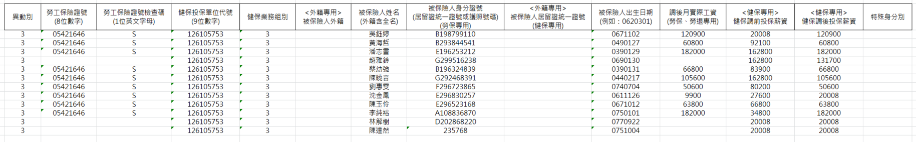 自動產生三合一 (勞保、勞退、健保) 申報檔